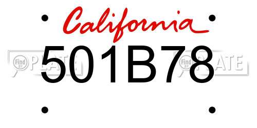 501B78 California License Plate
