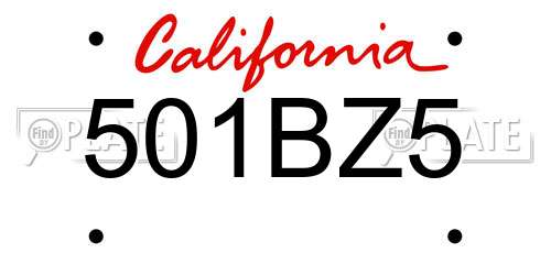 501BZ5 California License Plate