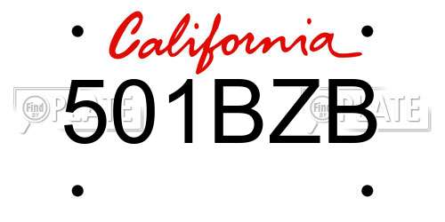501BZB California License Plate