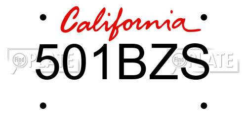 501BZS California License Plate