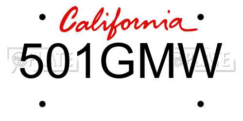 501GMW California License Plate