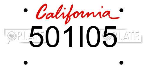 501I05 California License Plate