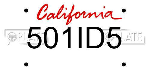 501ID5 California License Plate