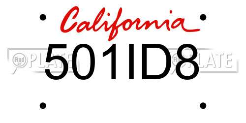 501ID8 California License Plate