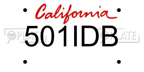 501IDB California License Plate