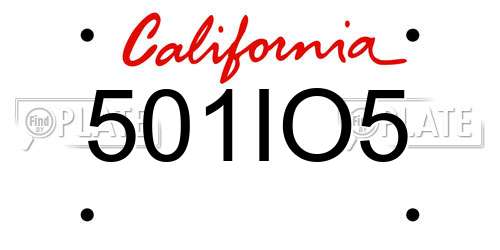 501IO5 California License Plate