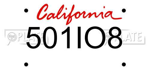501IO8 California License Plate