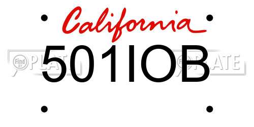 501IOB California License Plate