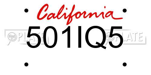 501IQ5 California License Plate
