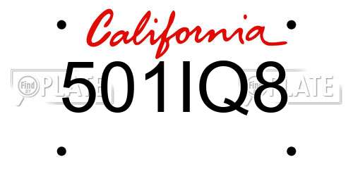 501IQ8 California License Plate