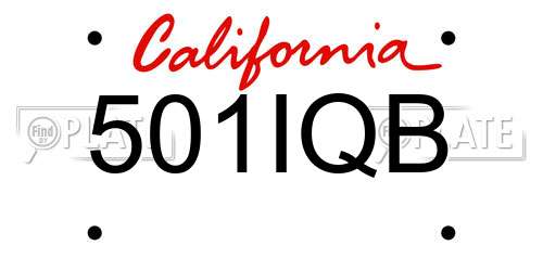 501IQB California License Plate