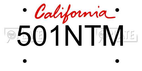 501NTM California License Plate