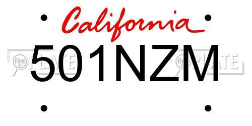 501NZM California License Plate