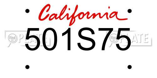 501S75 California License Plate