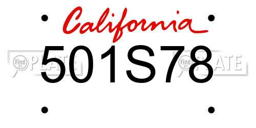 501S78 California License Plate