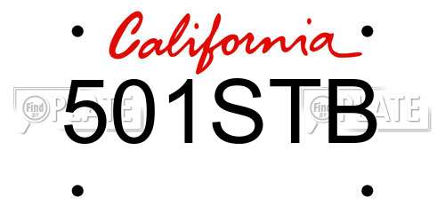 501STB California License Plate