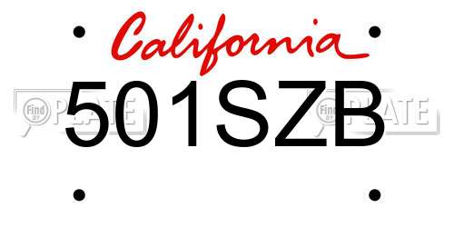 501SZB California License Plate