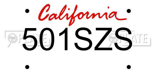501SZS California License Plate
