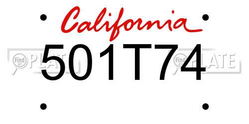 501T74 California License Plate
