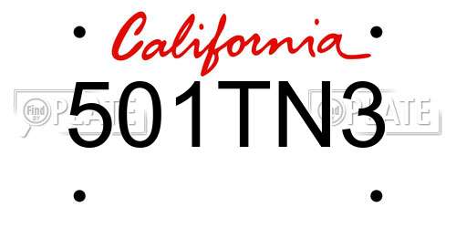 501TN3 California License Plate