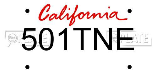 501TNE California License Plate