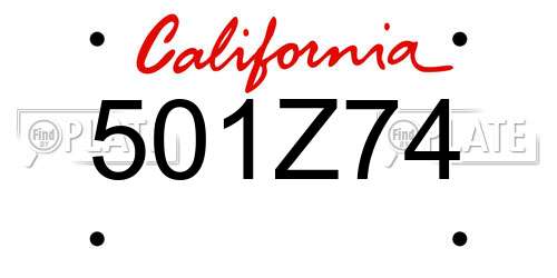 501Z74 California License Plate