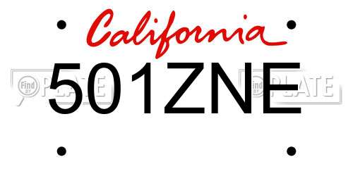 501ZNE California License Plate