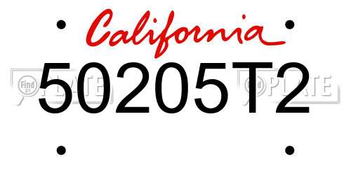 50205T2 California License Plate
