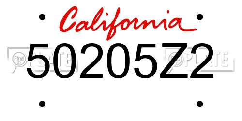 50205Z2 California License Plate