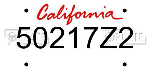 50217Z2 California License Plate
