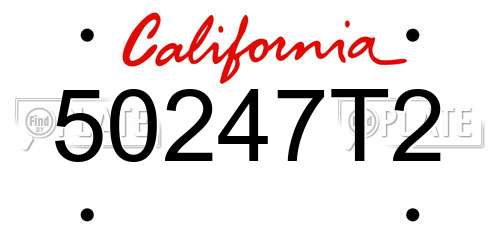 50247T2 California License Plate