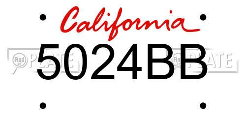 5024BB California License Plate