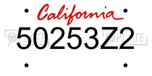 50253Z2 California License Plate