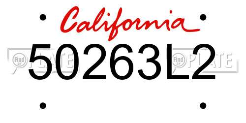 50263L2 California License Plate