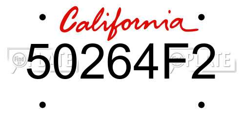 50264F2 California License Plate