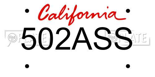 502ASS California License Plate