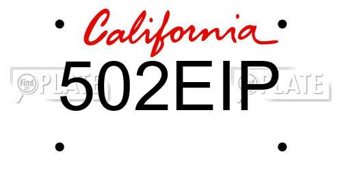 502EIP California License Plate