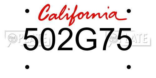 502G75 California License Plate
