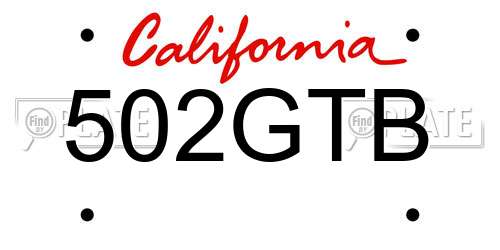 502GTB California License Plate
