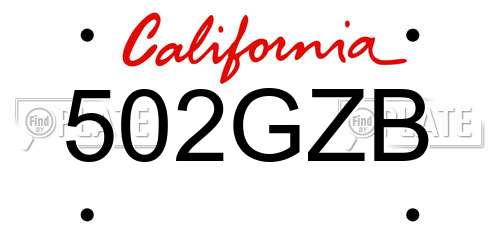 502GZB California License Plate