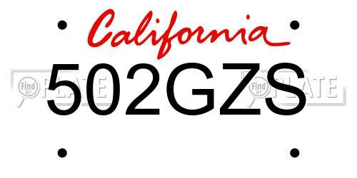 502GZS California License Plate