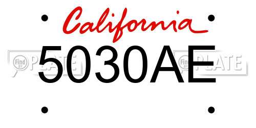 5030AE California License Plate