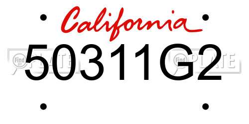 50311G2 California License Plate