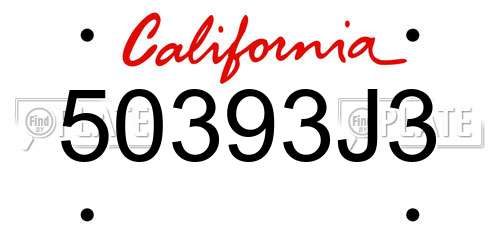 50393J3 California License Plate