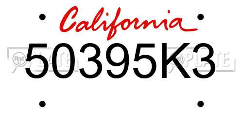 50395K3 California License Plate