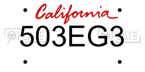 503EG3 California License Plate