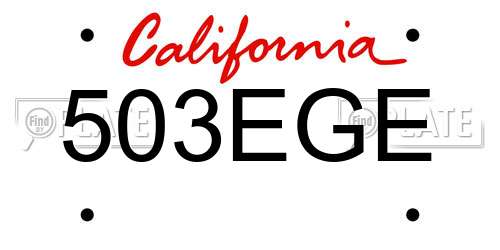 503EGE California License Plate