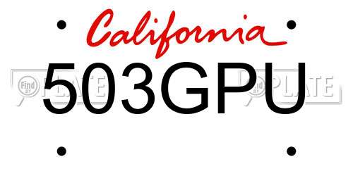 503GPU California License Plate