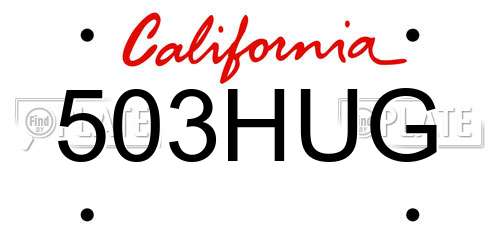 503HUG California License Plate
