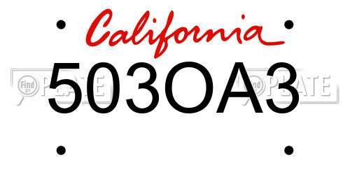 503OA3 California License Plate